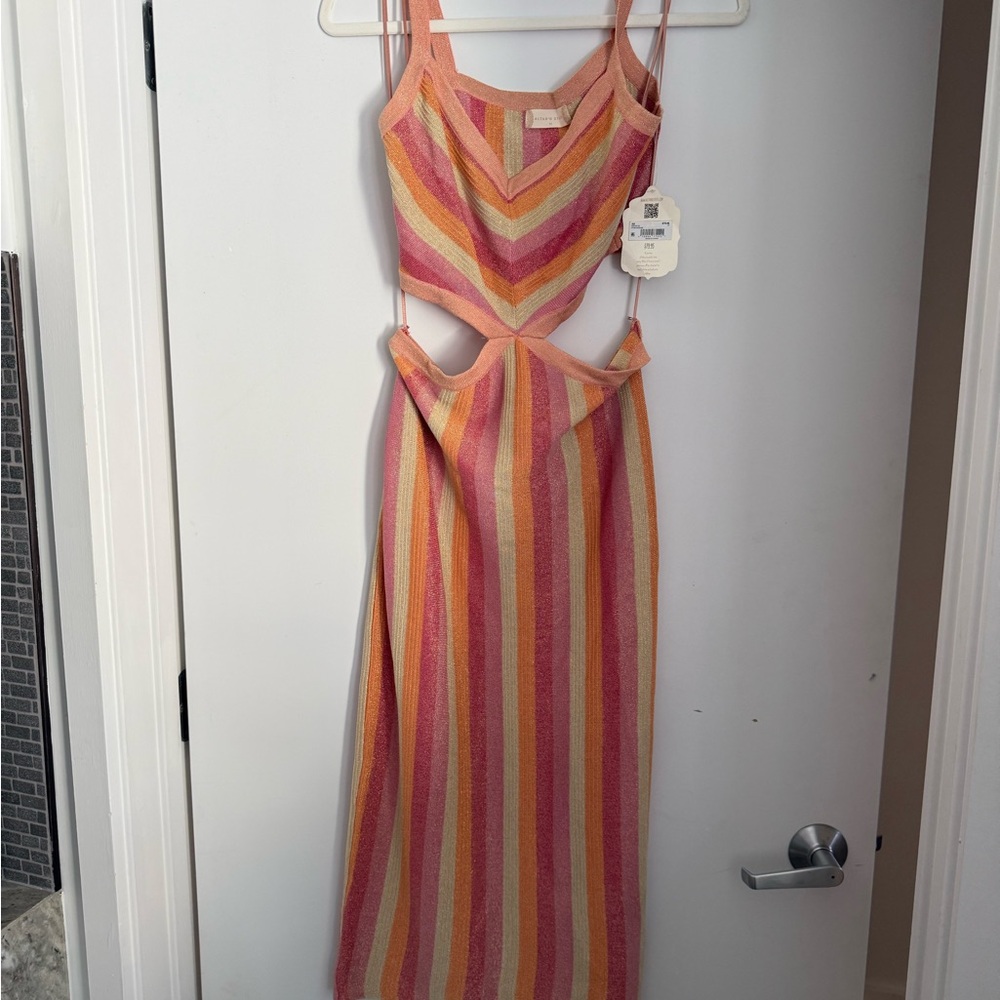 Altar'd State Vibrant Striped Cutout Dress